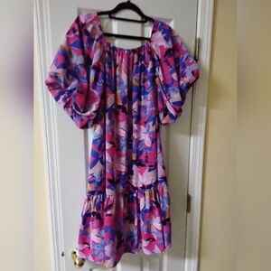 Entro Colorful Puff Sleeve Dress XL